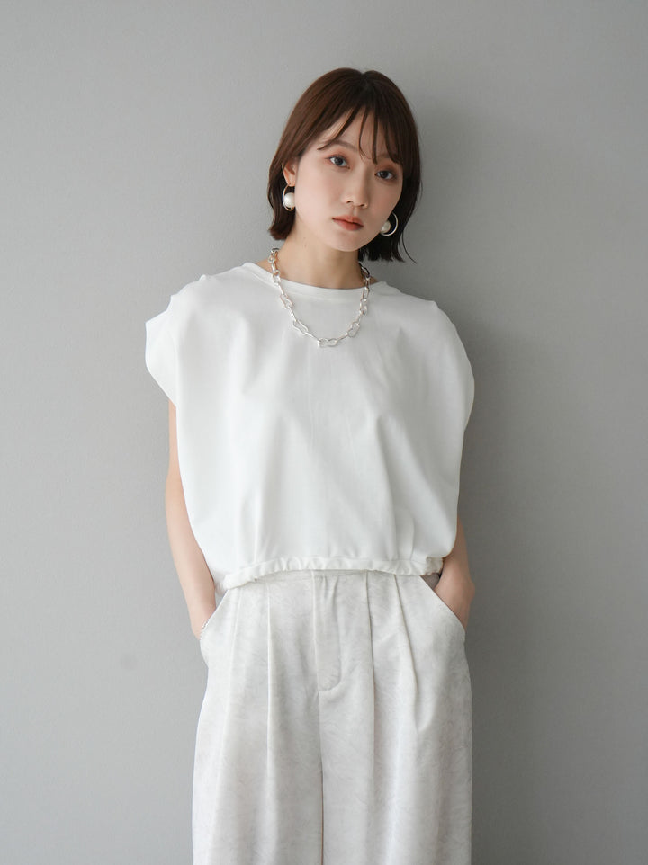 [Pre-order] 2-tuck nuanced satin wide pants/ivory