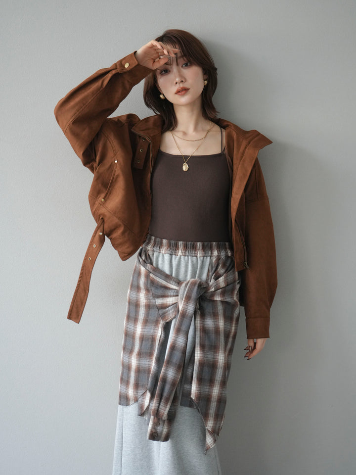 [予約]スエードバルーンショートブルゾン/camel