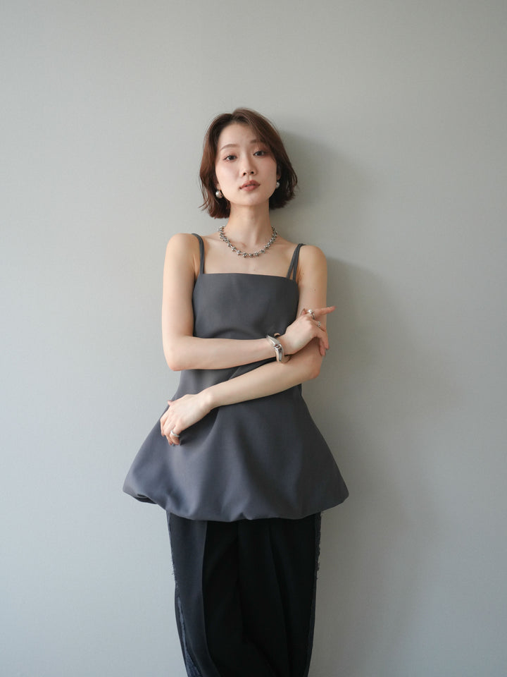 [SET]バックリボンバルーンチュニックキャミ+サイドレースポンチワイドパンツ(2set)