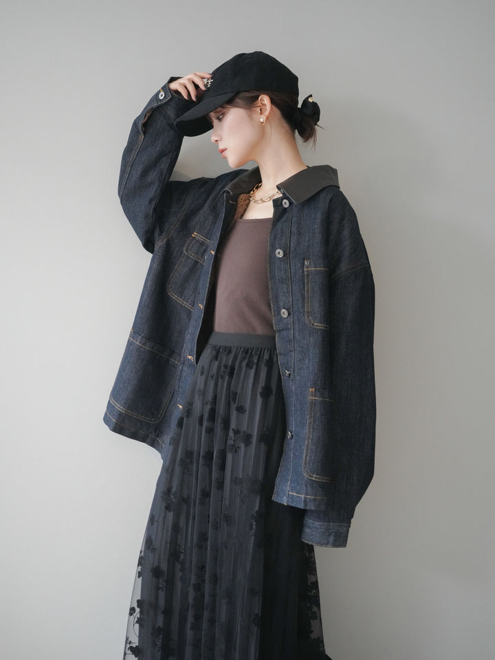 [SET]裏地ファーデニムフライトジャケット+選べるアクセセット(2set)