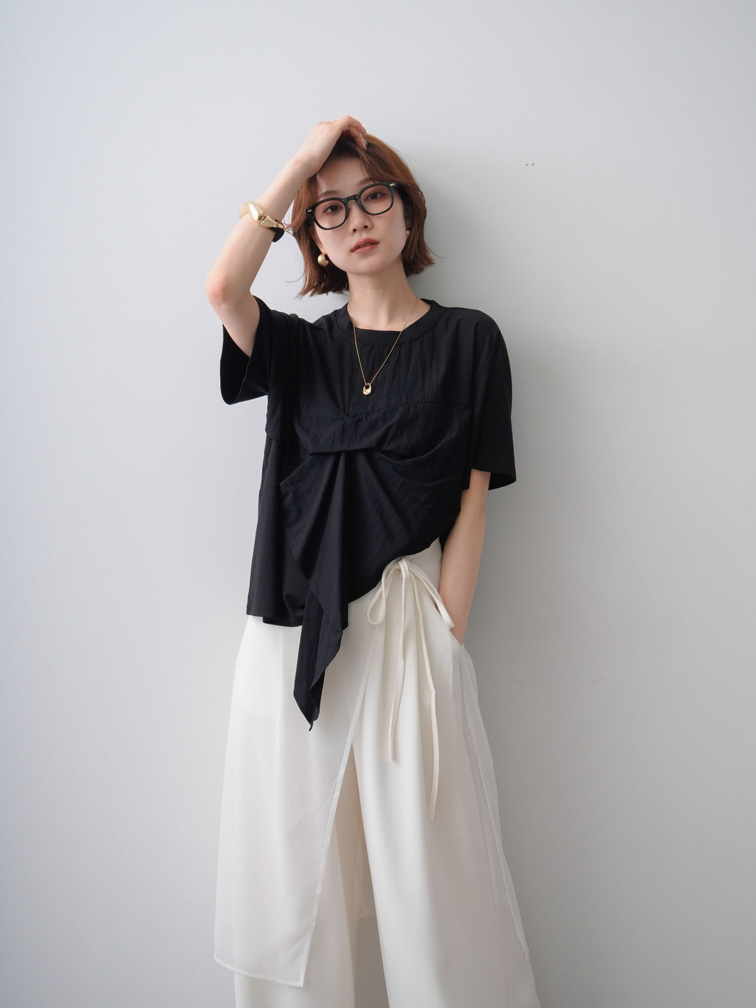 [予約]ラッフルドッキングTEE/black