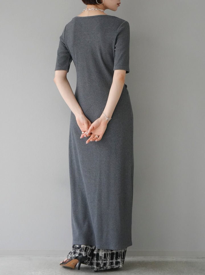 [Pre-order] Shirred cut ribbed long cardigan/gray