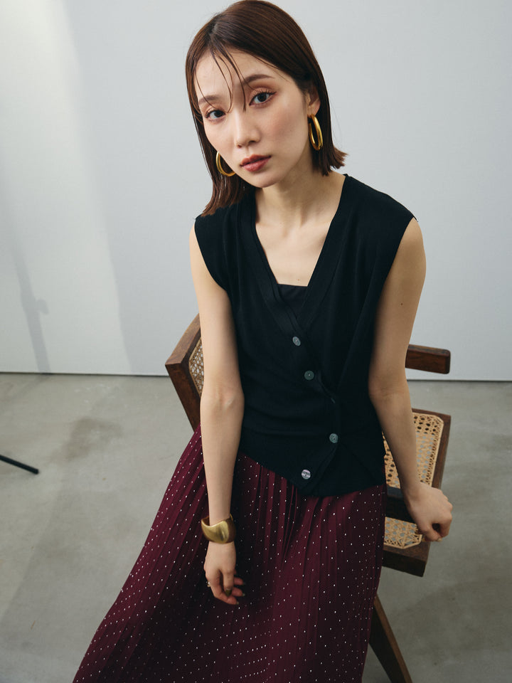 [予約]クールタッチ2WAYデザインニットベスト/ブラック