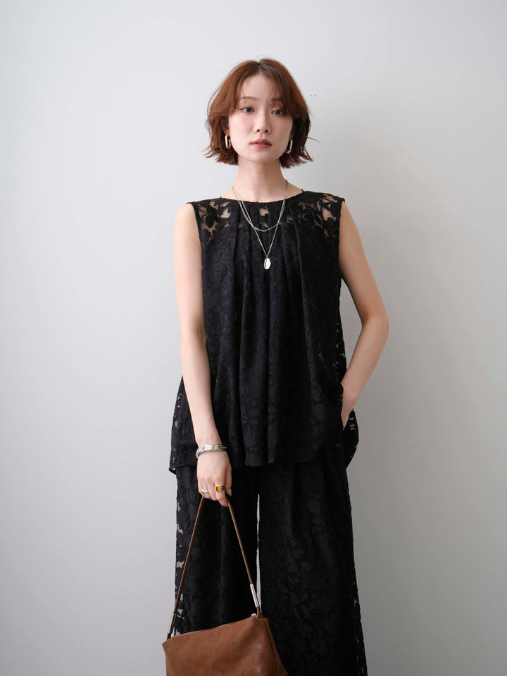 [予約]シアージャガードバックツイストノースリブラウス/black
