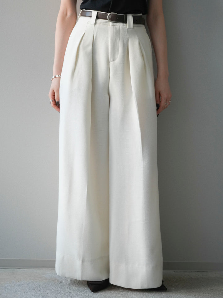 [予約]ウールタッチベルト付ワイドパンツ/offwhite
