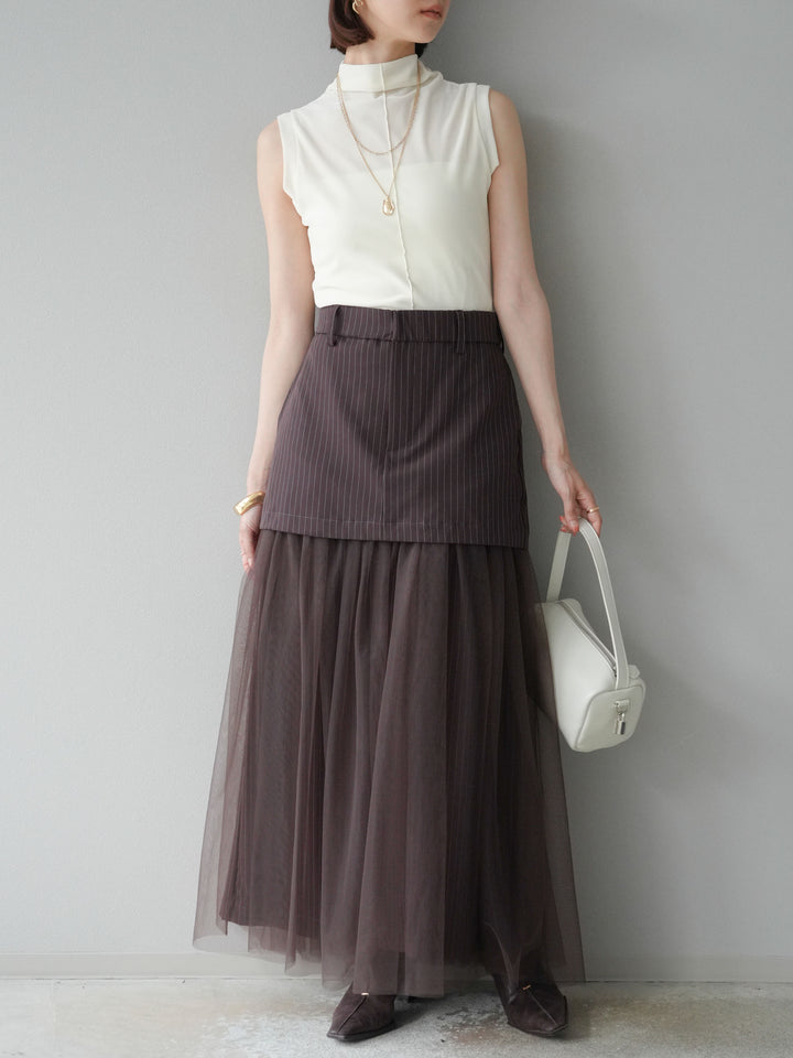 [予約]シアーベロアプチネックノースリーブトップス/アイボリー