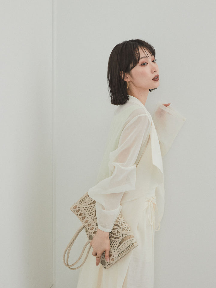 [預購] 方形天鵝絨背心/青檸色