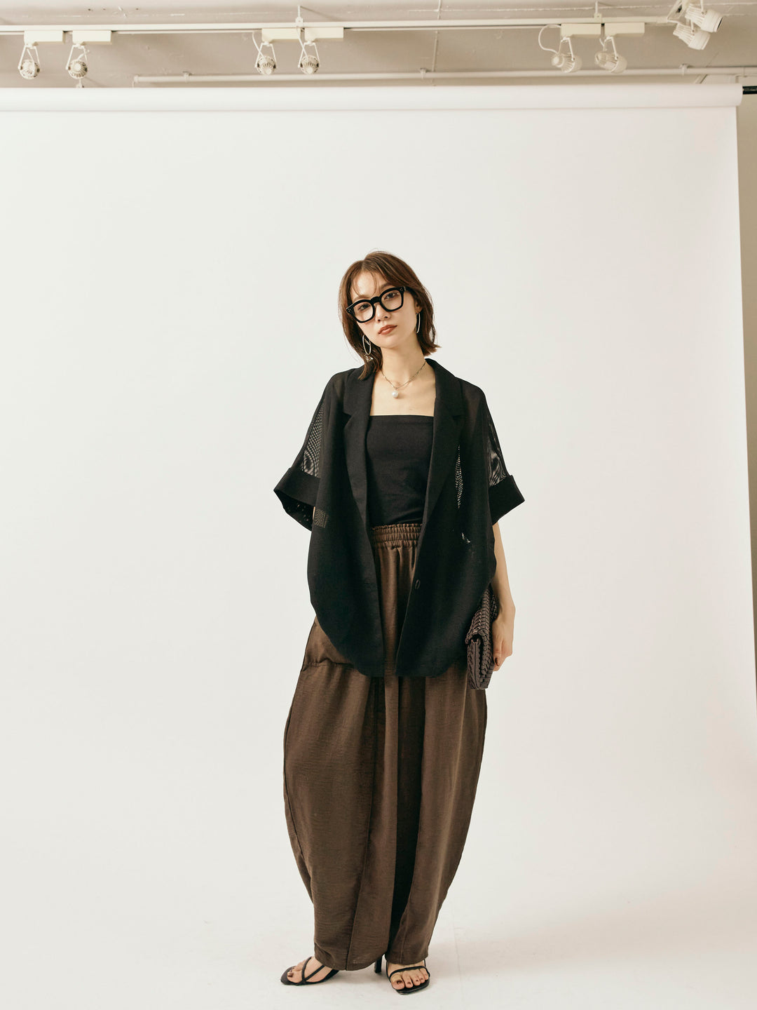 [予約]リネンライクベイカーバルーンパンツ/ブラウン