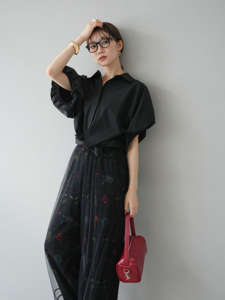 [予約]ICE TOUCHパフスリーブシャツ/ブラック