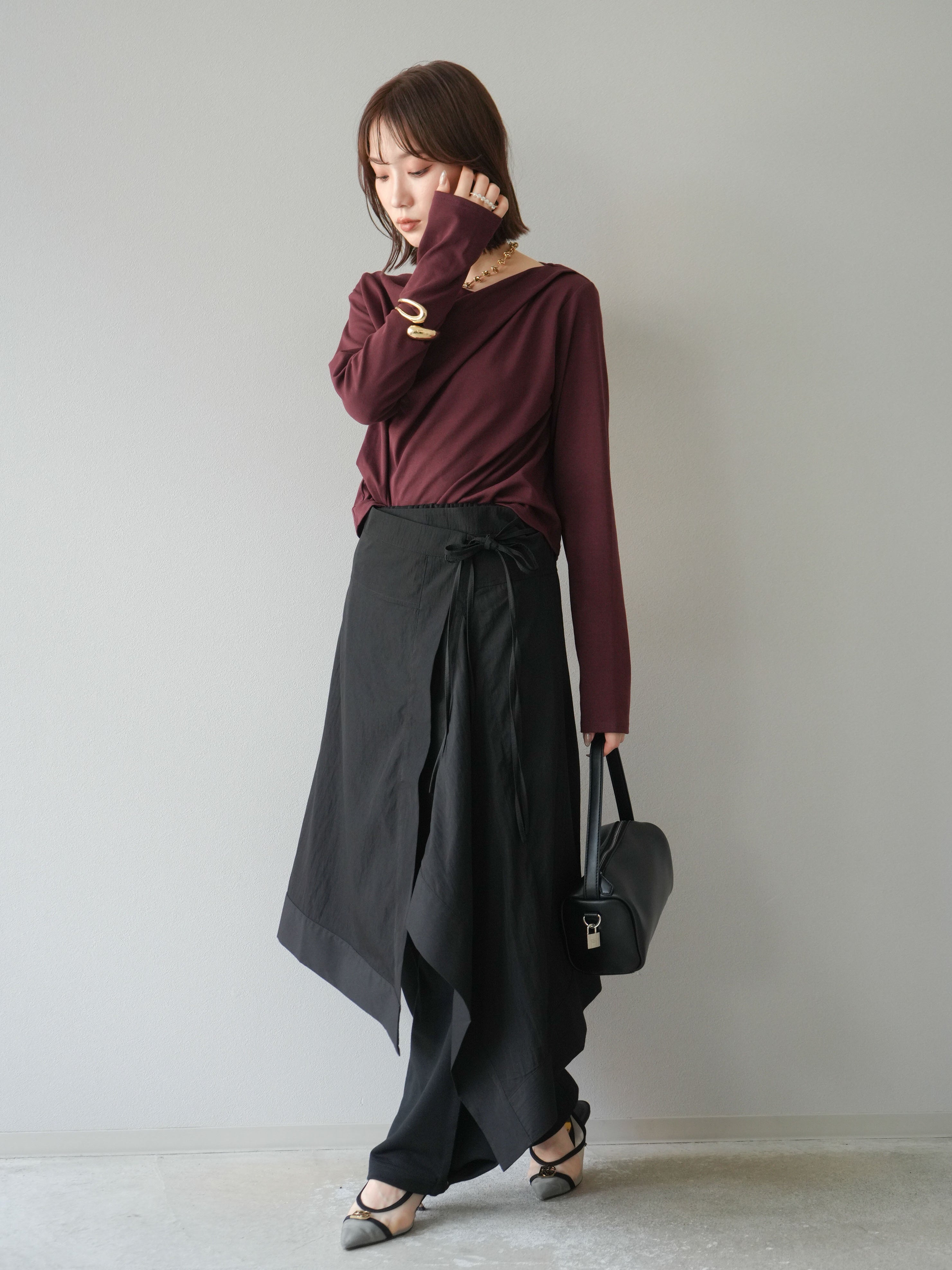 アニュアンス アシンメトリーレイヤードスカート ロング ブラック S アニュアンス anuans アシンメトリーレイヤードスカート （BLACK