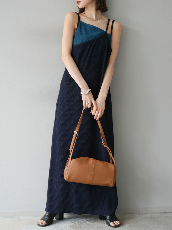 [予約]バイカラーレイヤードキャミワンピース/ネイビー