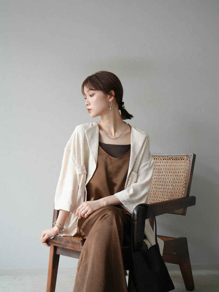 [予約]ジャガードハーフスリーブシャツ/アイボリー