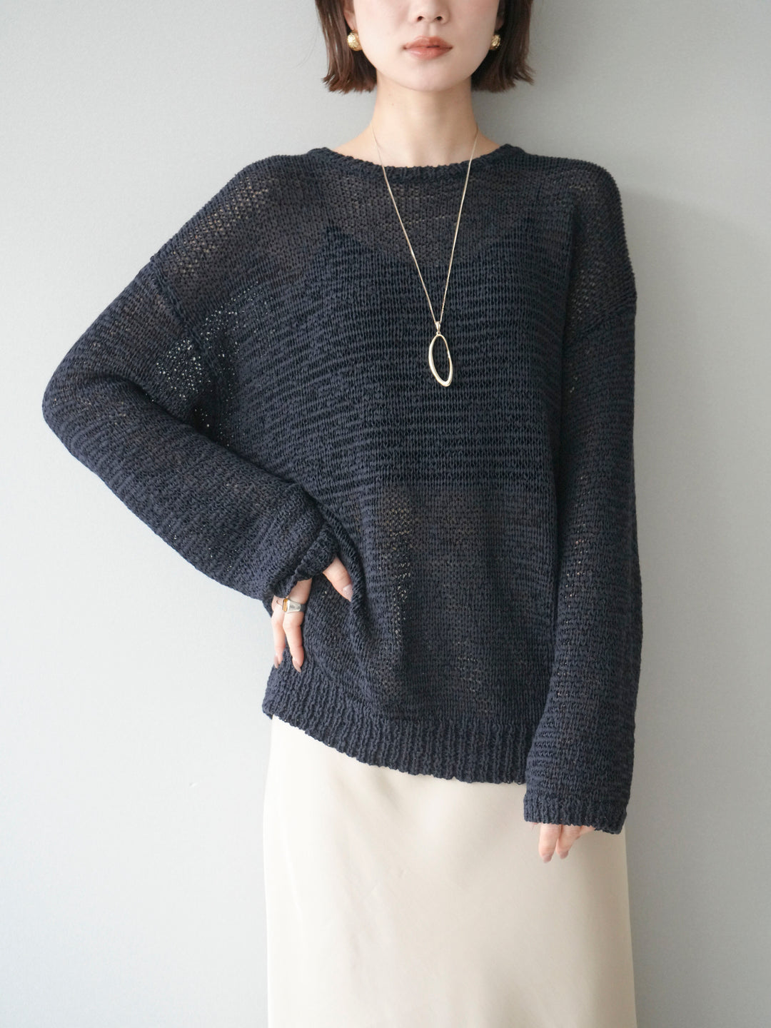 [予約]ローゲージルーズニット/black