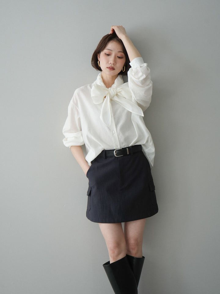 [SET]シアーボウタイブラウス+シアーボウタイブラウス(2set)