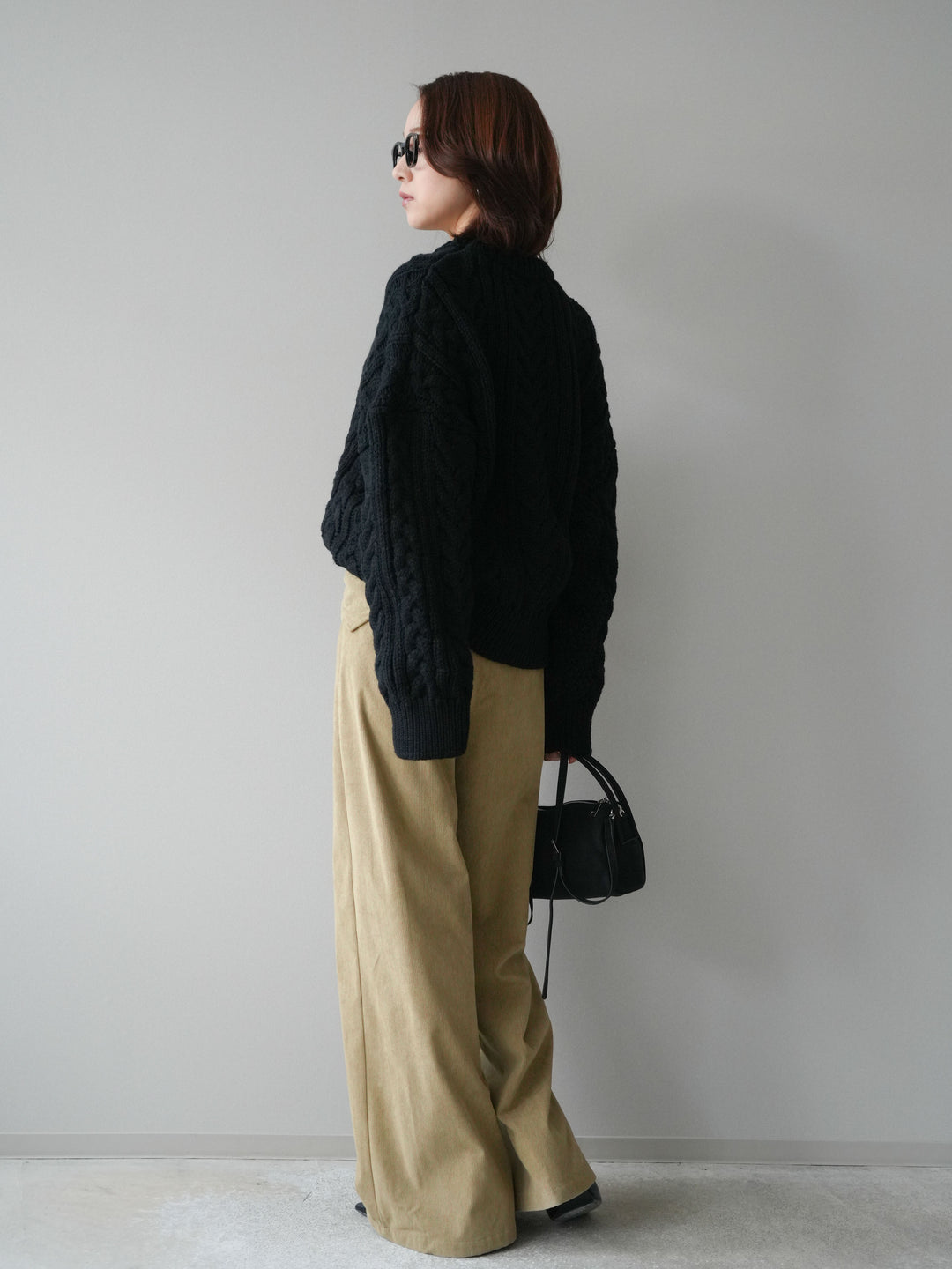 [予約]コーデュロイ巻きベルト付きパンツ/beige