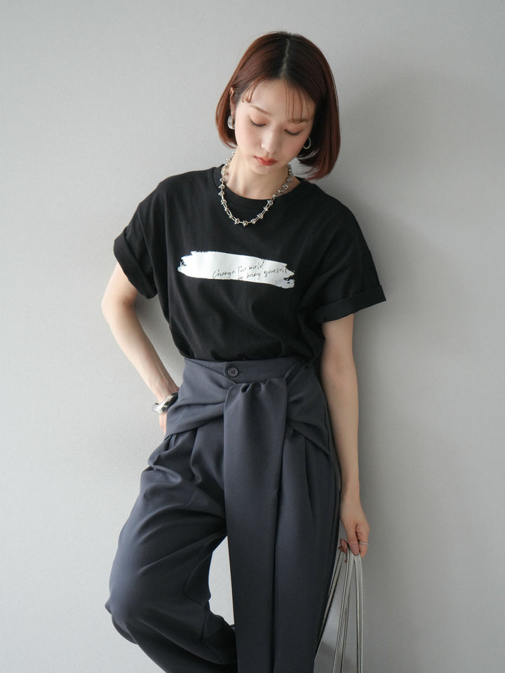 [予約]箔プリントTシャツ/ブラックシルバー