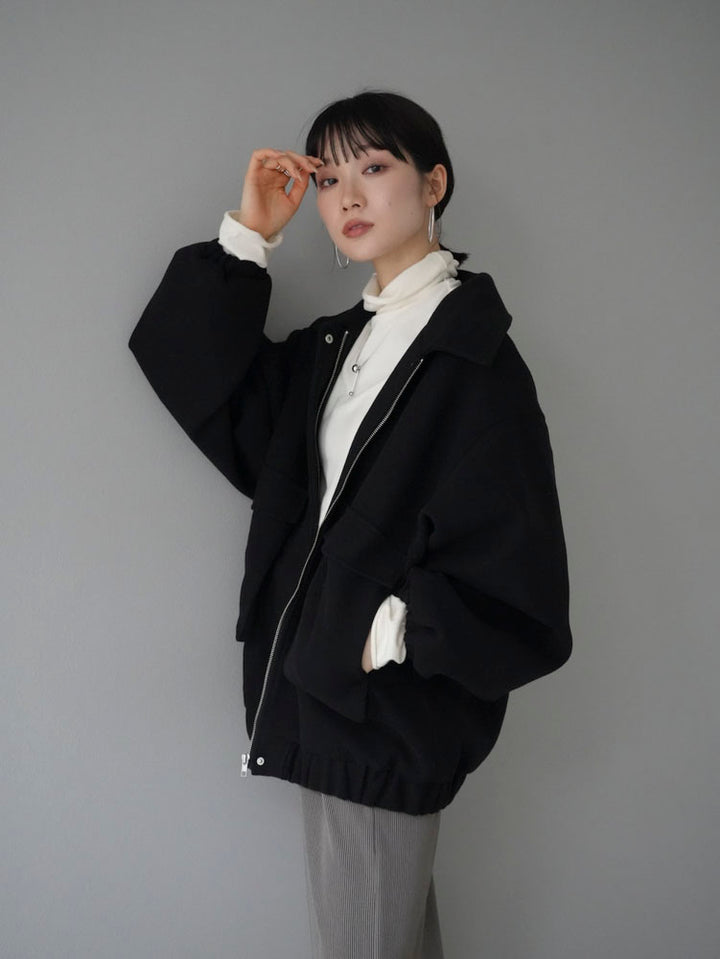 [Pre-order] Faux wool pocket zip blouson/black