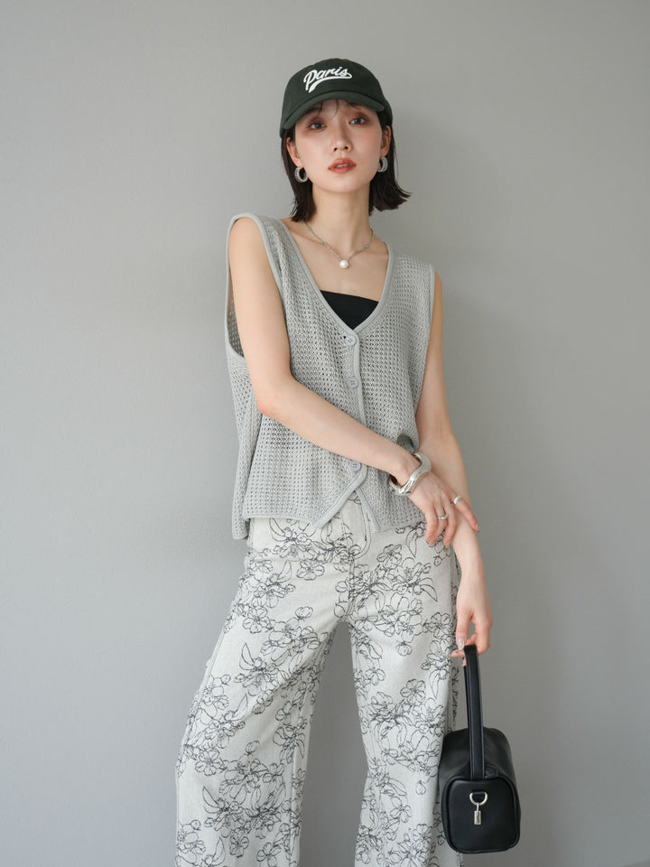 【預購】華夫格針織背心/灰色