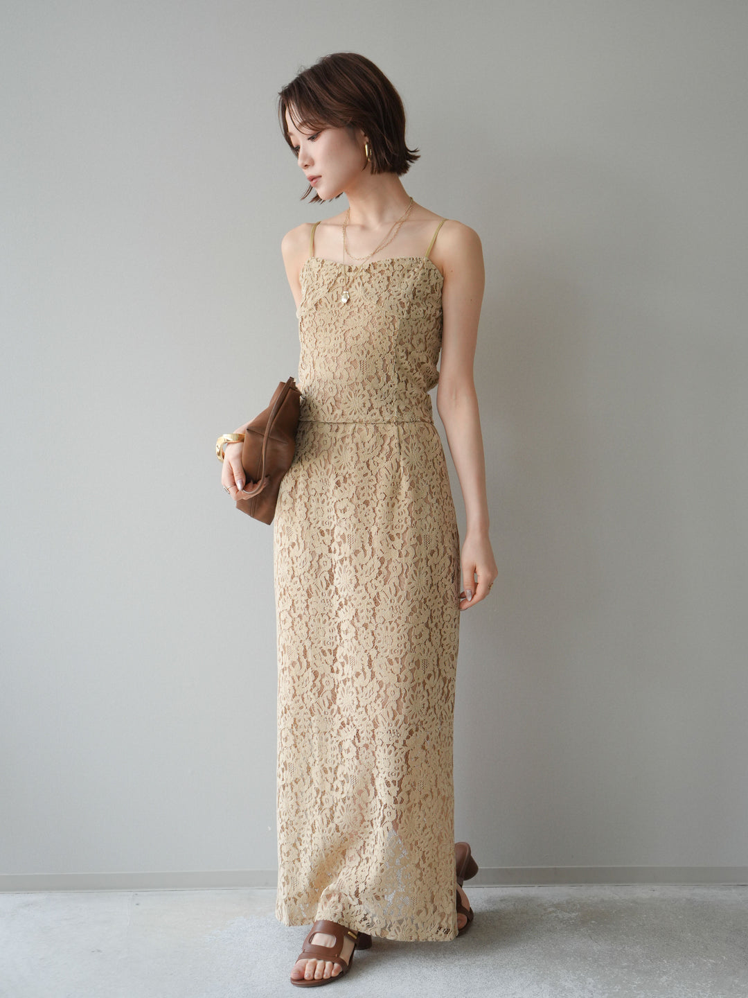 [SET]フルレースキャミ＆IラインスカートSET UP