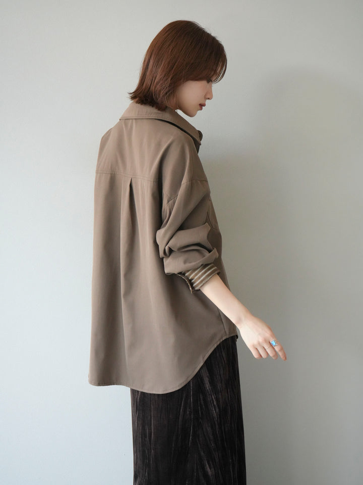 [予約]ストライプレイヤードシャツ/ブラウン