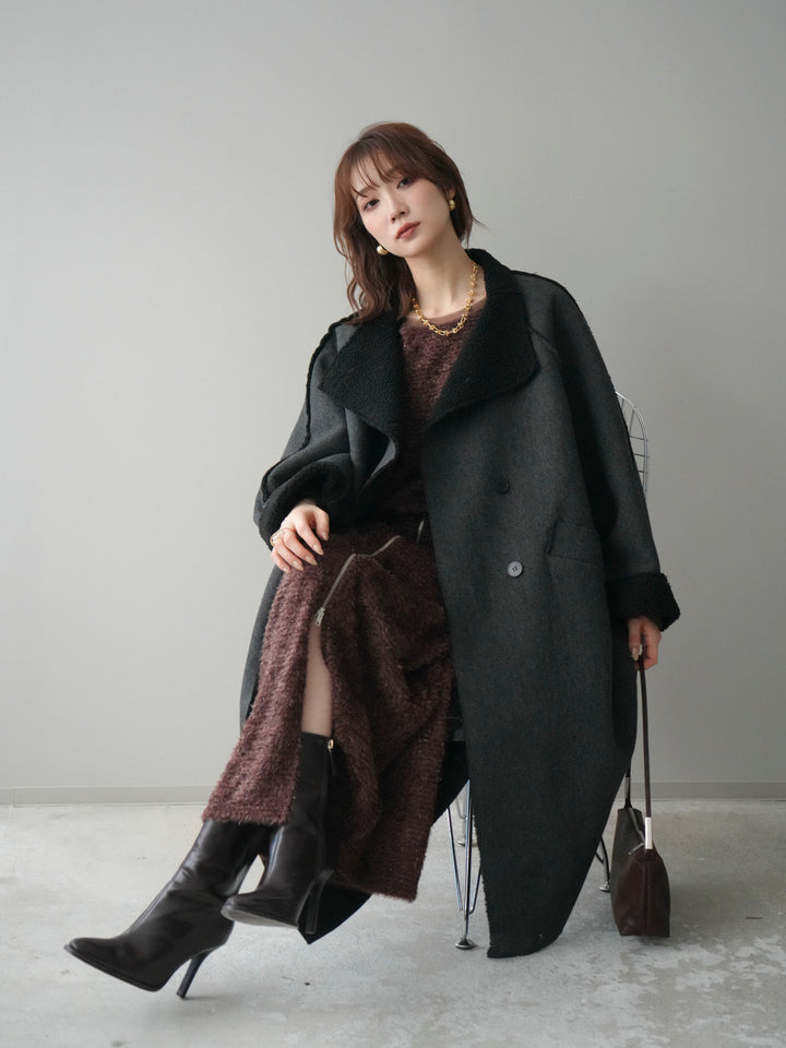 [予約]アウトシーム裏ボアコート/black