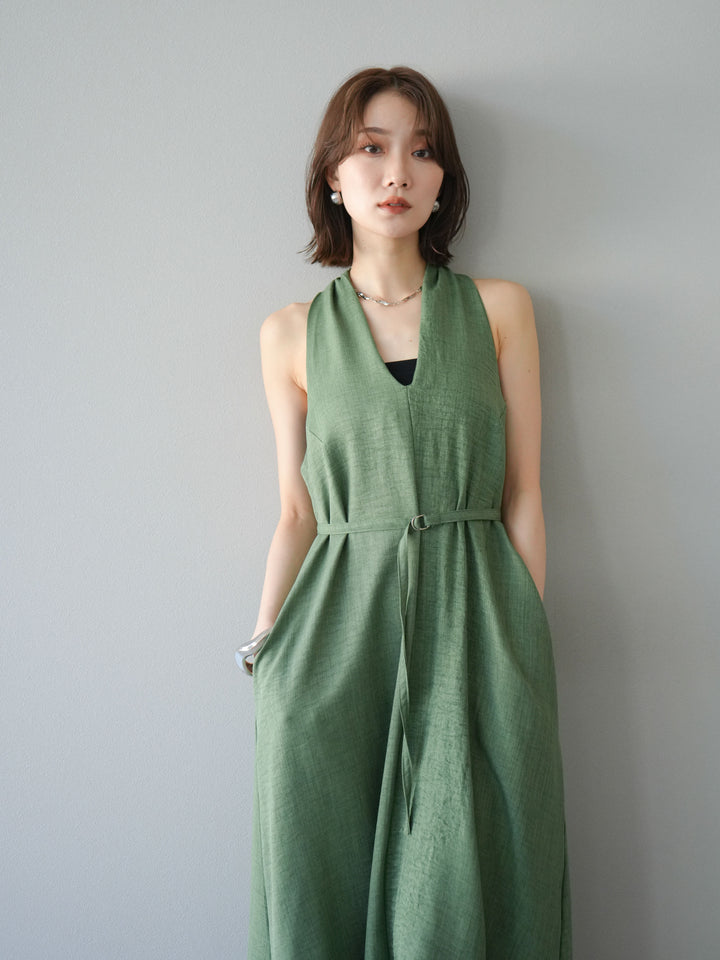 [予約]ループデザインムラ染めワンピース/グリーン