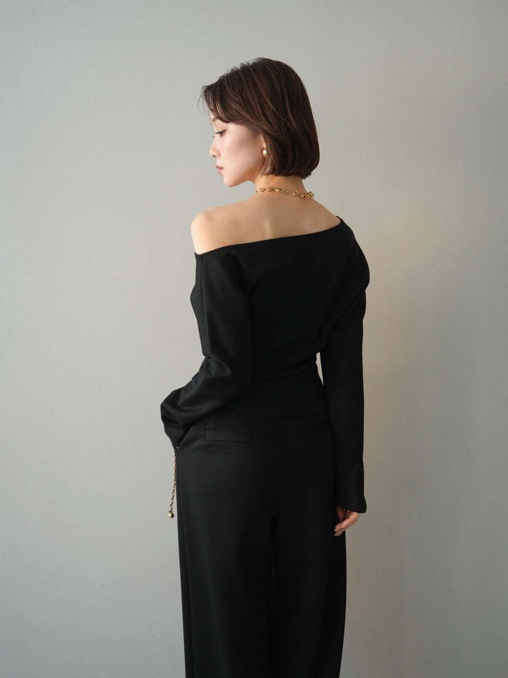 [SET]ライトポンチワンショルタックトップス＆パンツSETUP