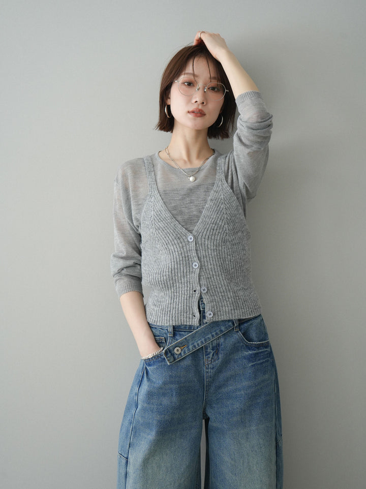 [予約]ビスチェアンサンブルシアーニット/gray