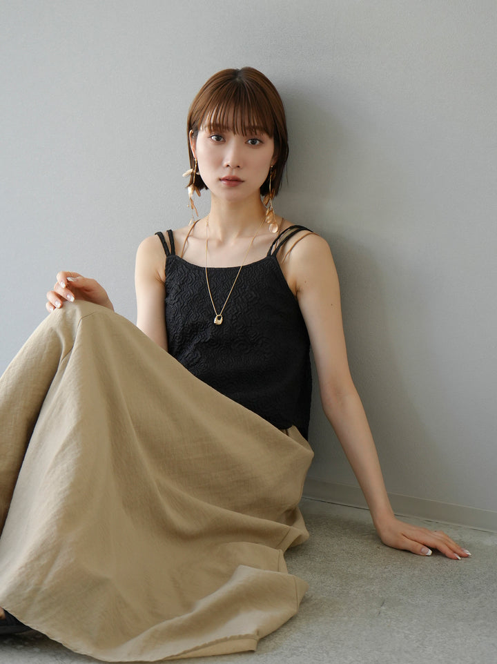 [Pre-order] Puffy Jacquard Double Strap Camisole/Black