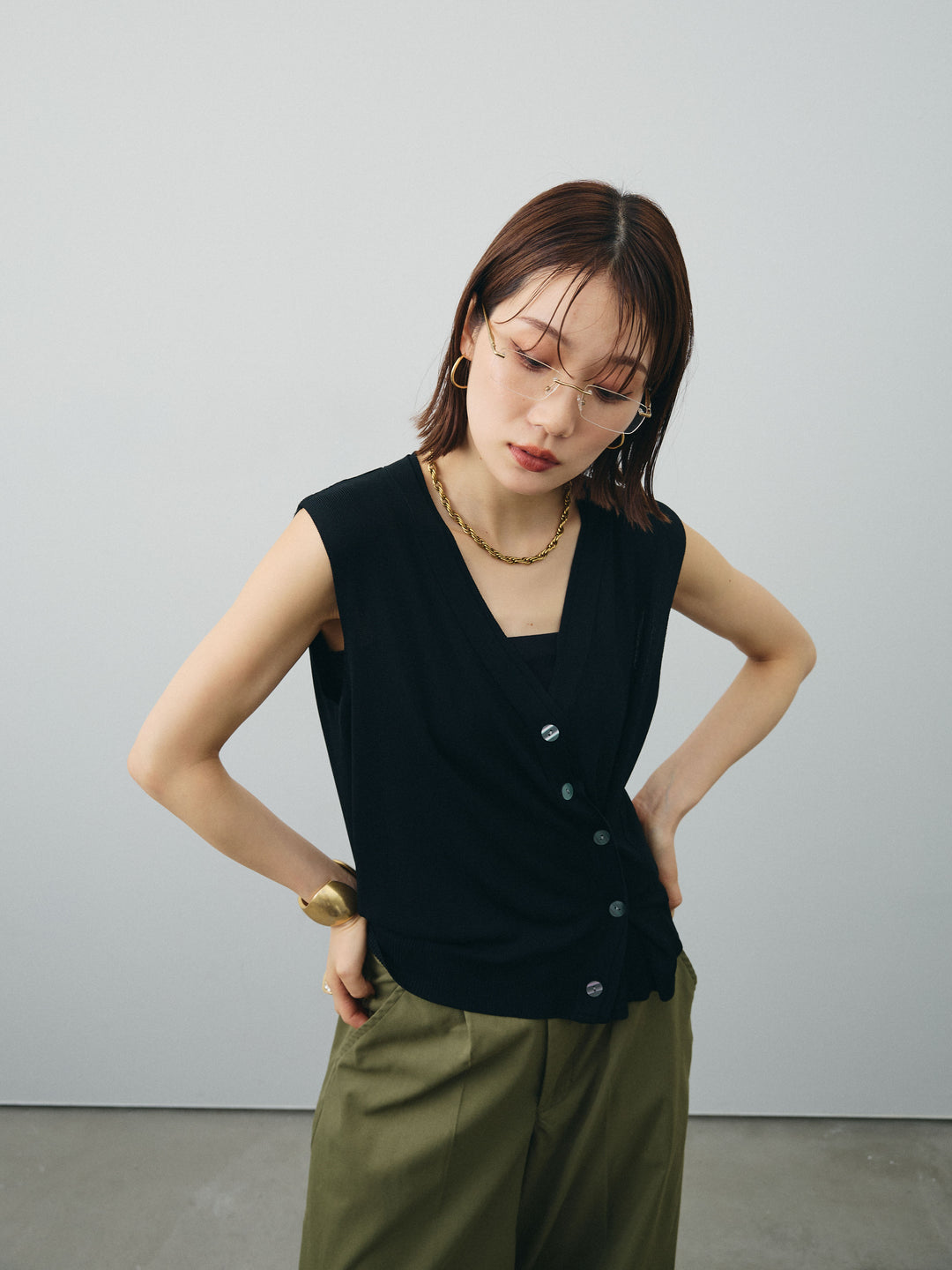 [SET]クールタッチ2WAYデザインニットベスト+クールタッチ2WAYデザインニットベスト(2set)