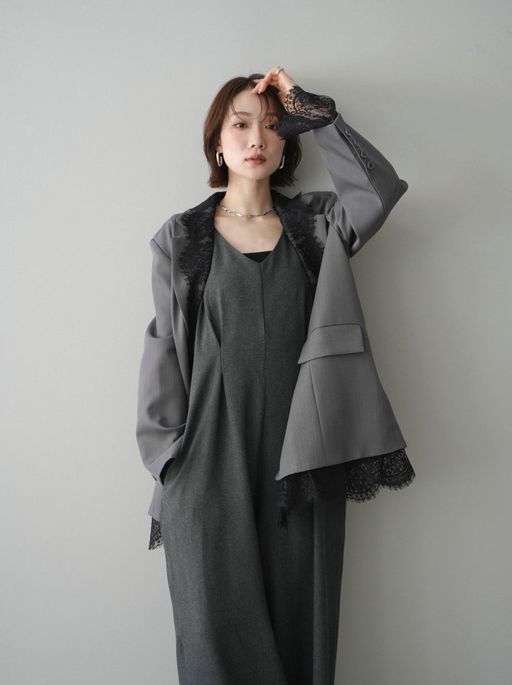 [予約]レースドッキングオーバージャケット/gray