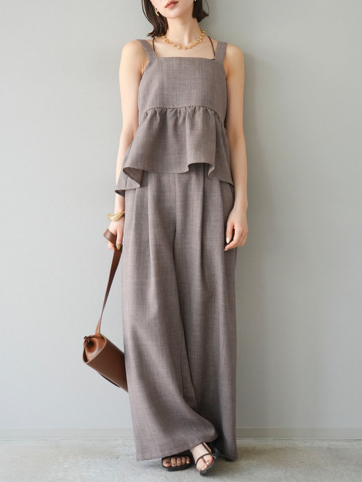 [SET]リネンライクビスチェ+リネンライクイージーワイドパンツ(2set)