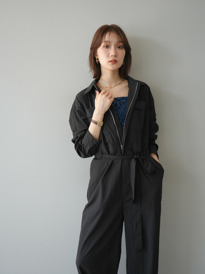 [予約]ナイロンジャンプスーツ/ブラック