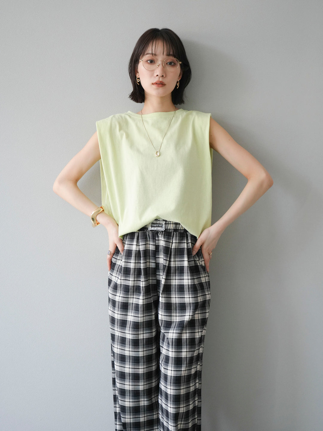 【預購】肩部褶皺法式袖套頭衫/綠色