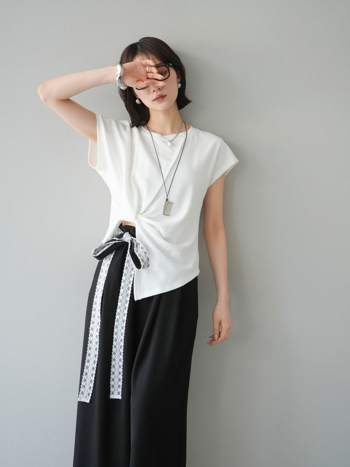 [予約]カシュクールTシャツ＆コームネックレスSET /ホワイト