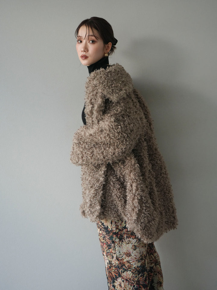 [予約]プードルファーダブルミドルコート/beige