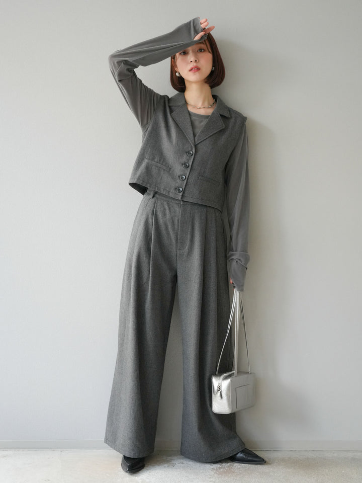 [予約]ツイードタッチテーラードジレ/ダークグレー