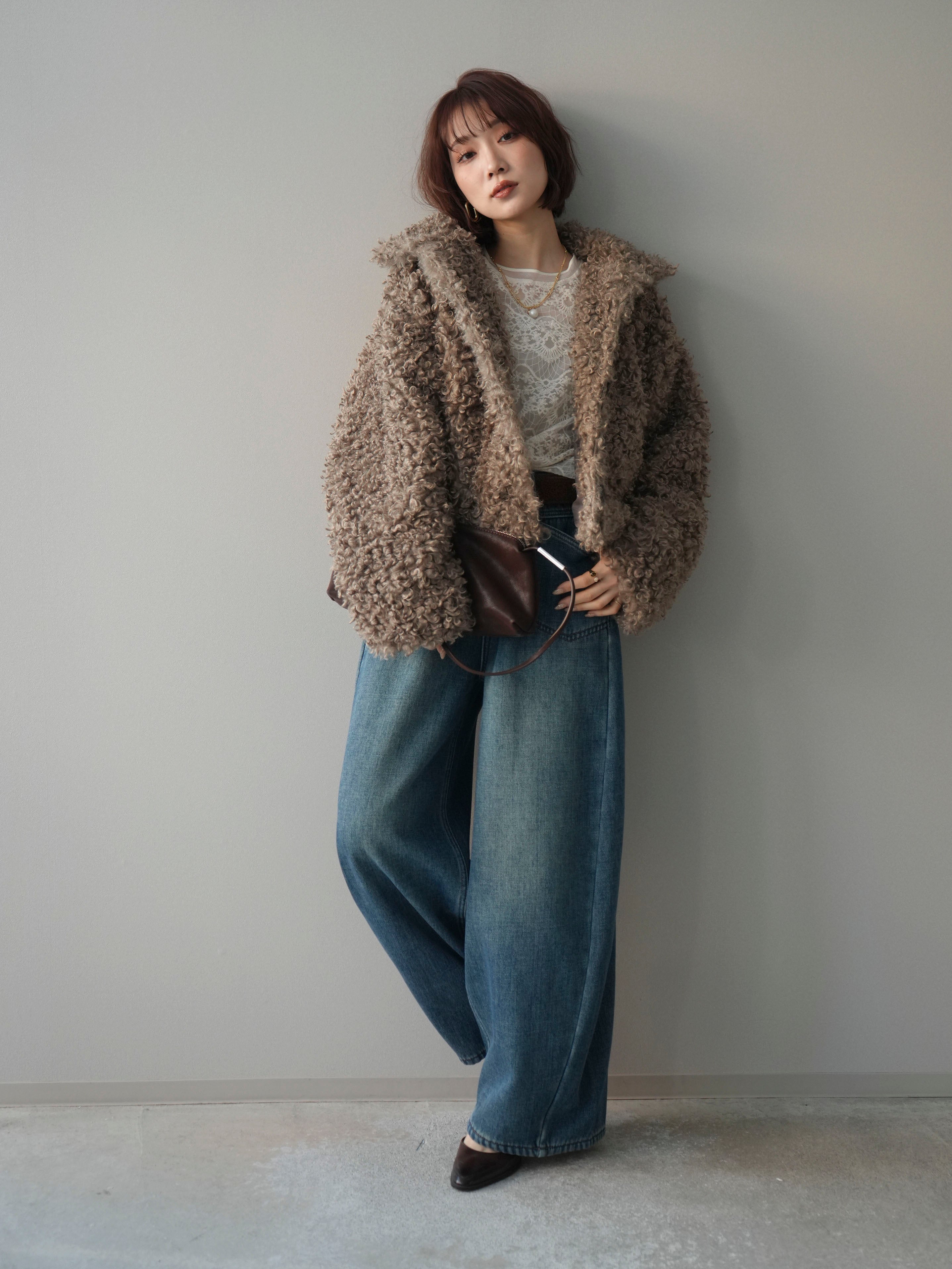 予約]プードルファーミドルスタンドブルゾン/beige – Lumier