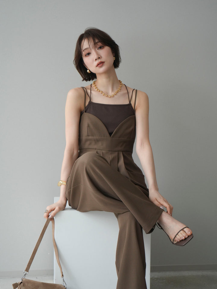 [予約]バックデザインサロペット/brown