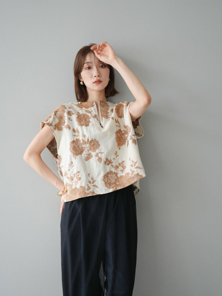 [予約]ジャガードZIPプルオーバー/ベージュ