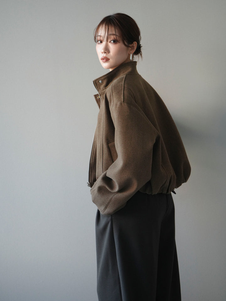 [予約]タックデザインジップブルゾン/brown