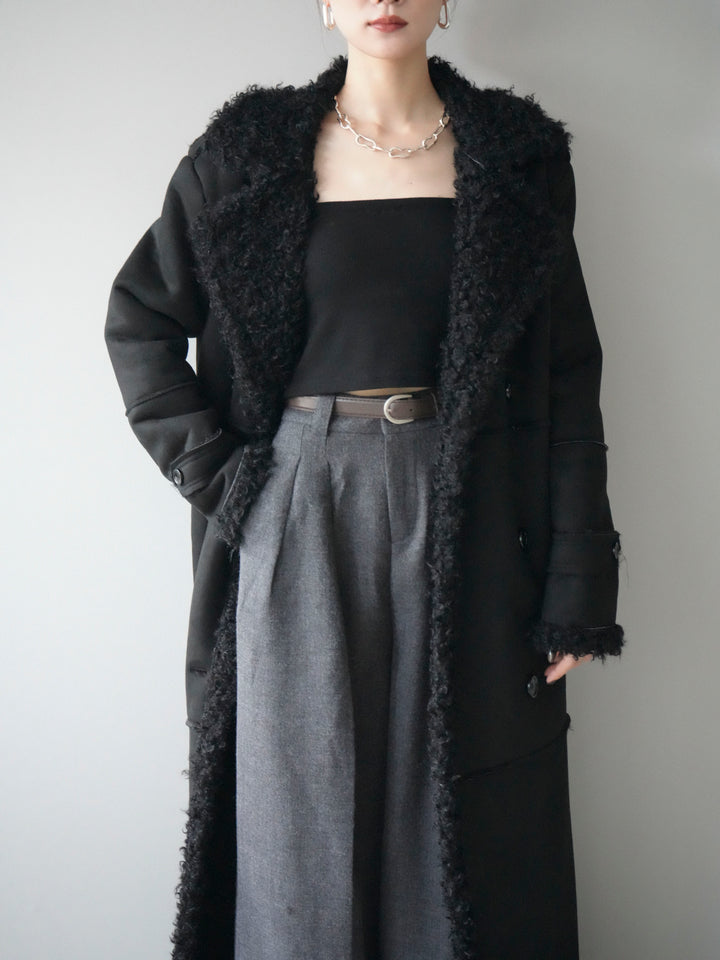 [予約]ムートンロングコート/black