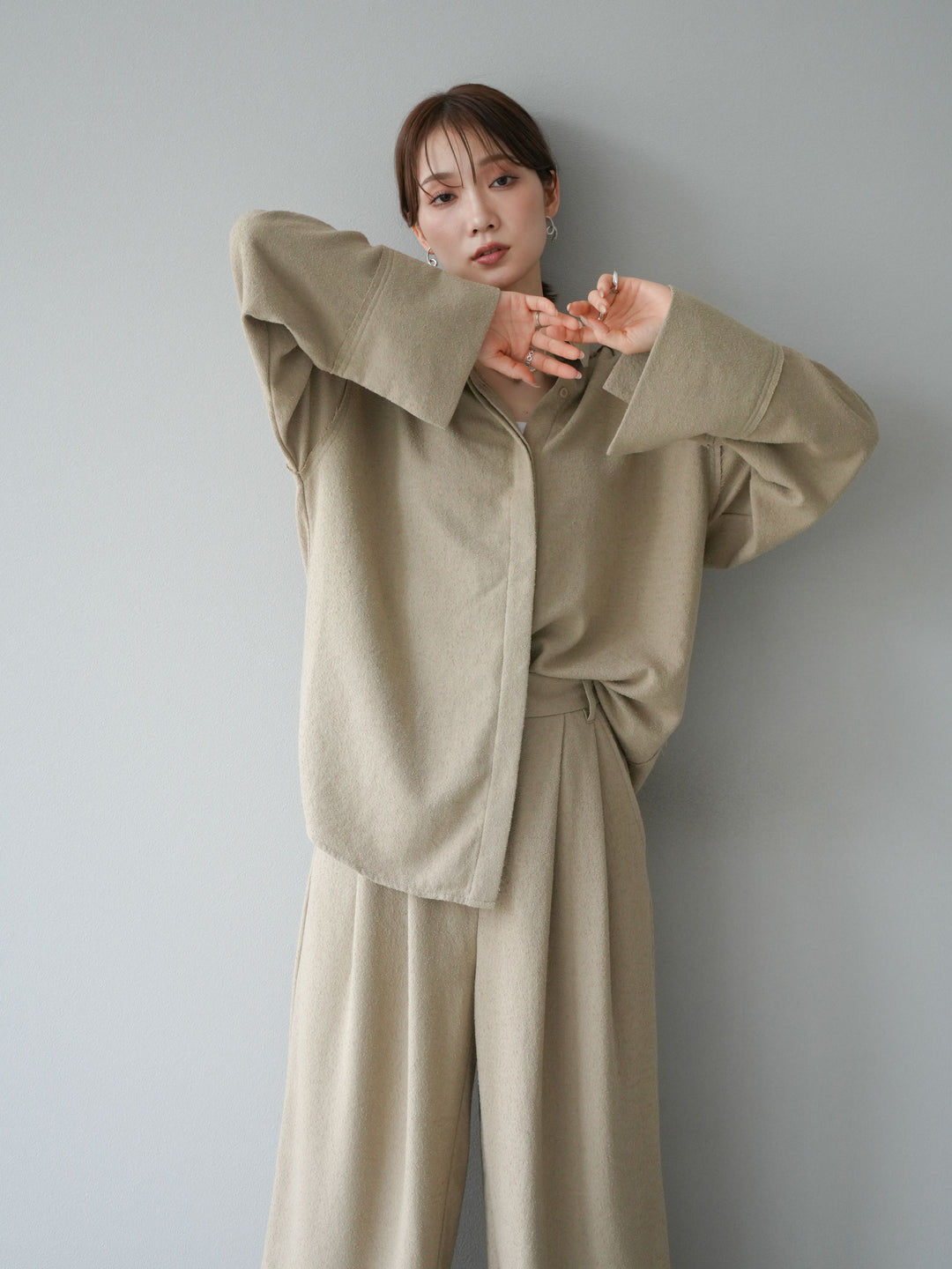 [予約]ネップオーバーシャツ/ベージュ