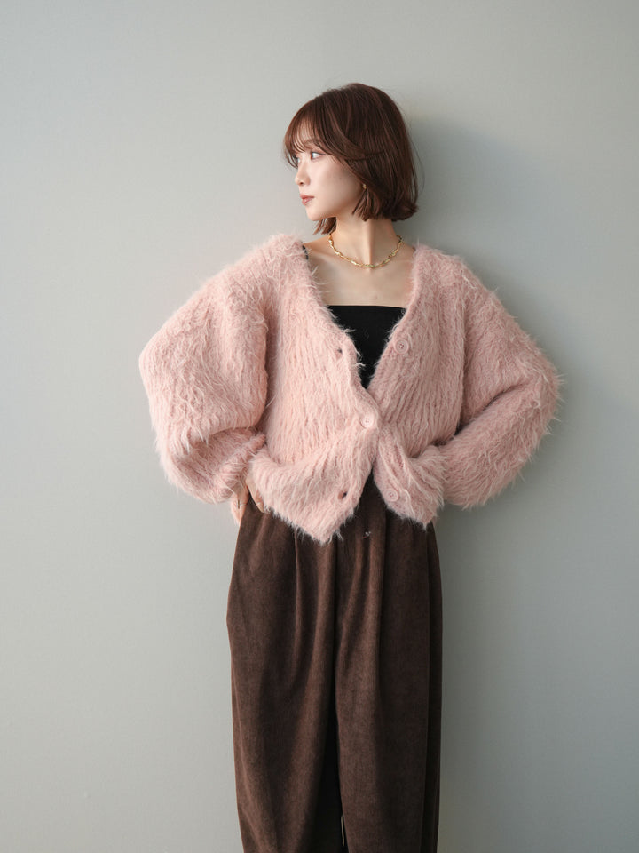 [SET]シャギーオーバーニットカーディガン+選べるアクセセット(2set)