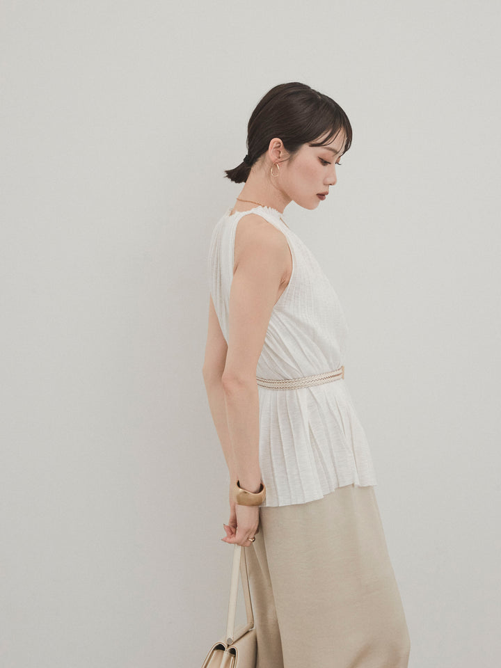 [SET]プリーツニットキャミソール+サテンイージーパンツ(2set)