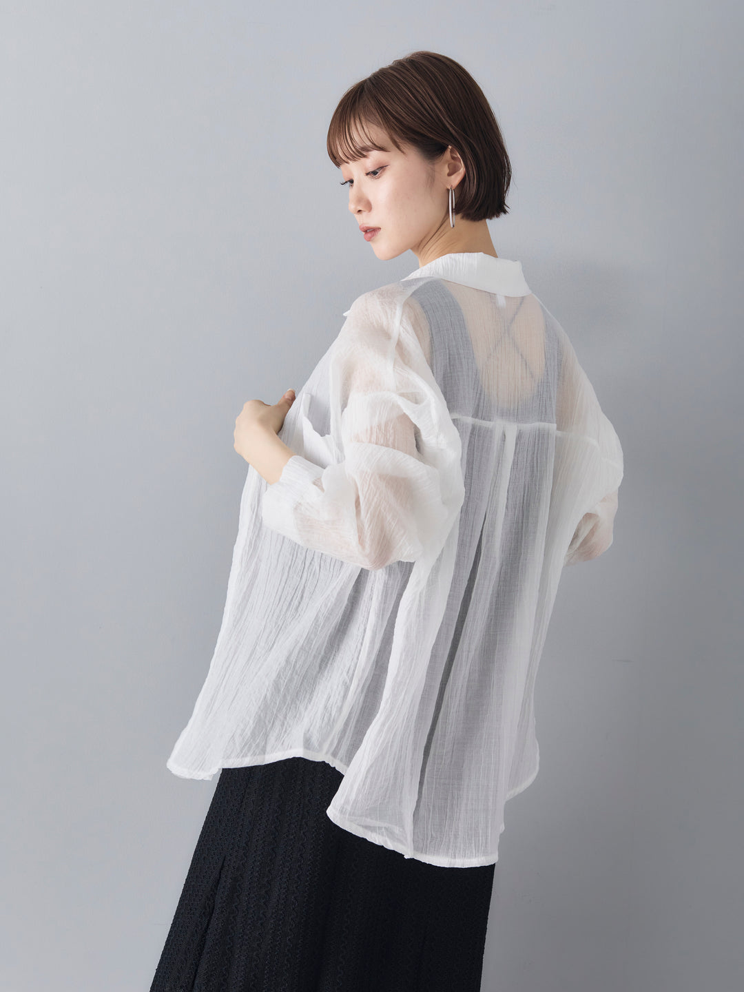 [SET] Wave lace U-neck NS dress + willow sheer LS shirt (2set)