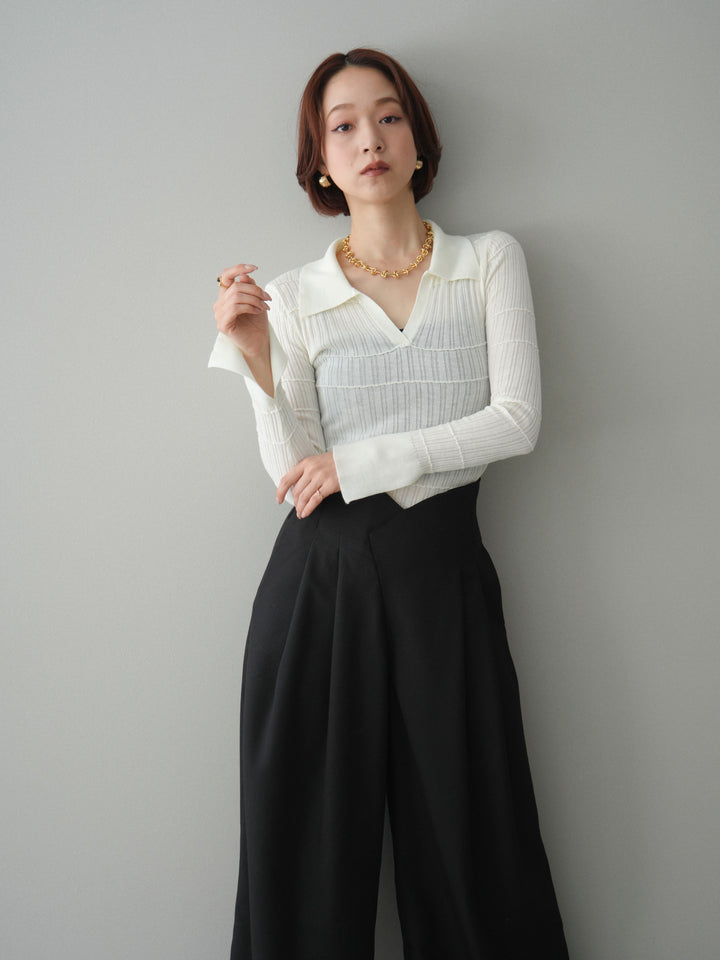 [予約]シアーリブスキッパーニットトップス/ivory