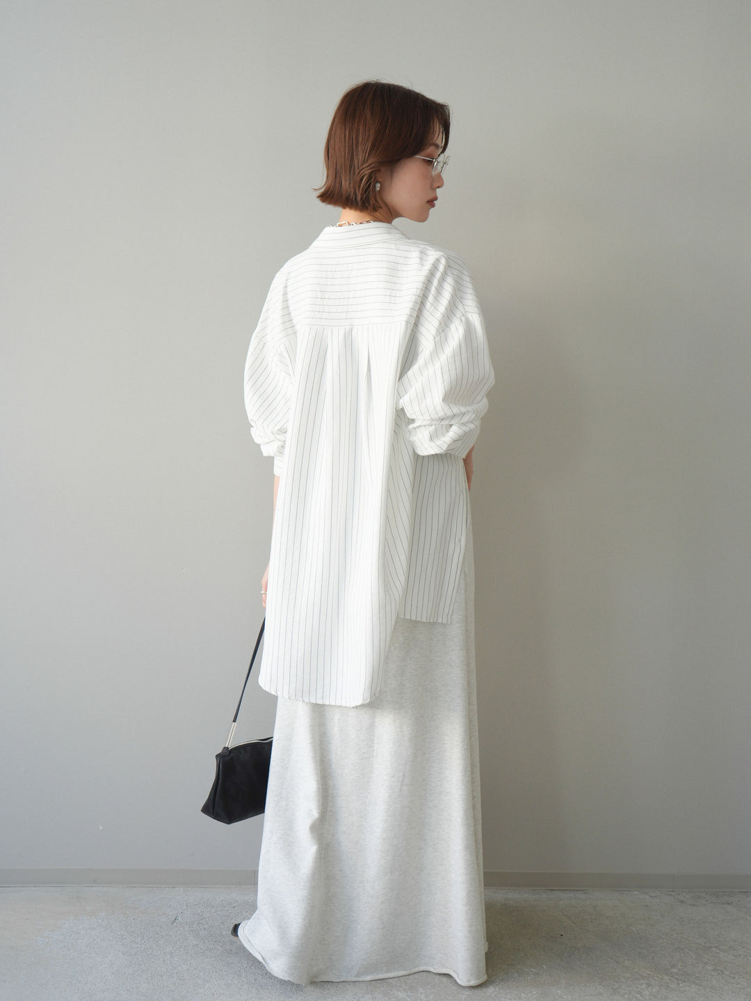 [SET]2WAYカシュクールストライプブラウス+スウェットフレアロングスカート(2set)