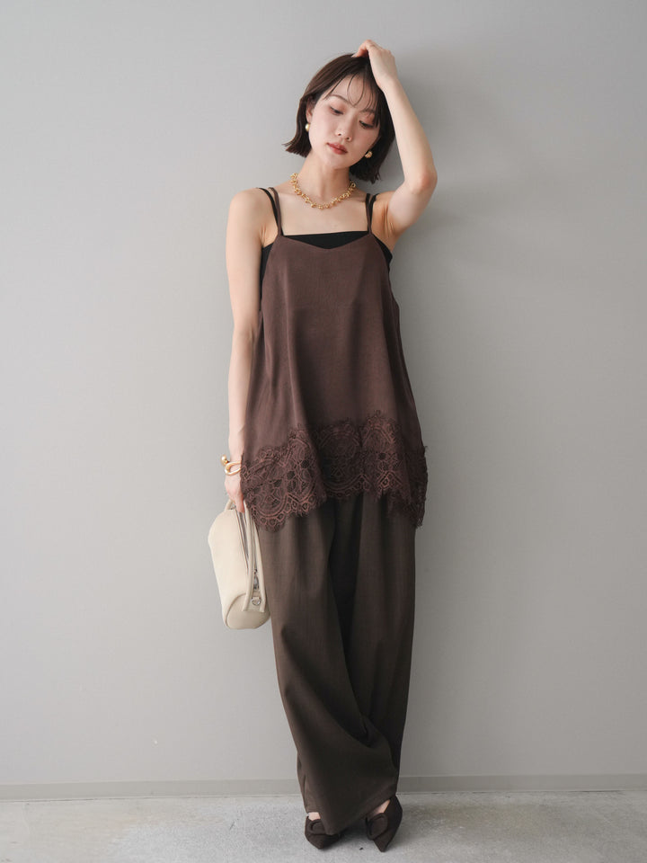 [予約]異素材ドッキングメニータックワイドパンツ/brown