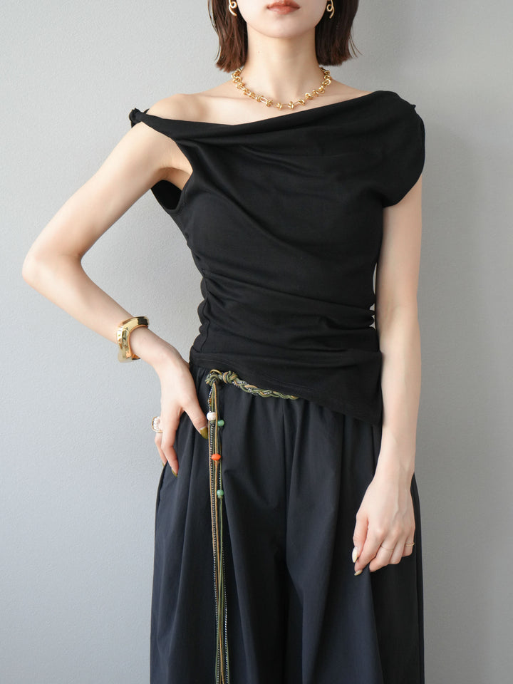 [SET]タックデザイントップス＆ビーズベルト付きパンツSET UP(2set)